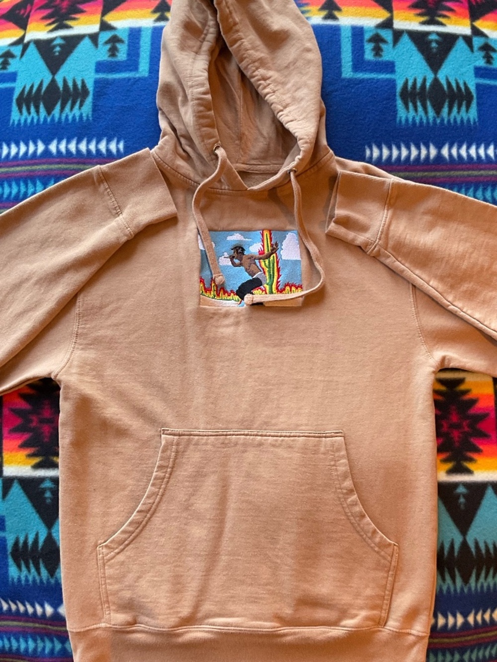 🌵 SICKO MODE COZY! Travis Scott- Jack Jack- Custom Embroidery Patchwork (S)
